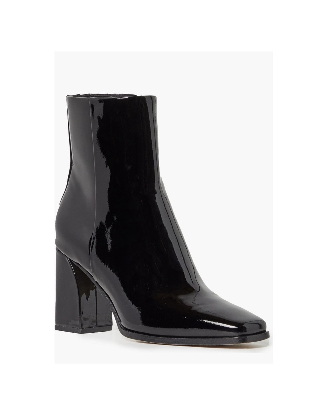 PAIGE Farah Square Toe Bootie in Black Patent Leather, Size 6.5 New in Box $420